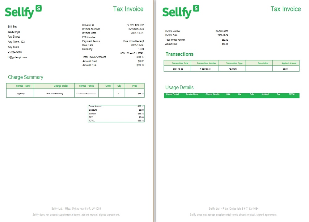 Latvia Sellfy tax invoice PSD template